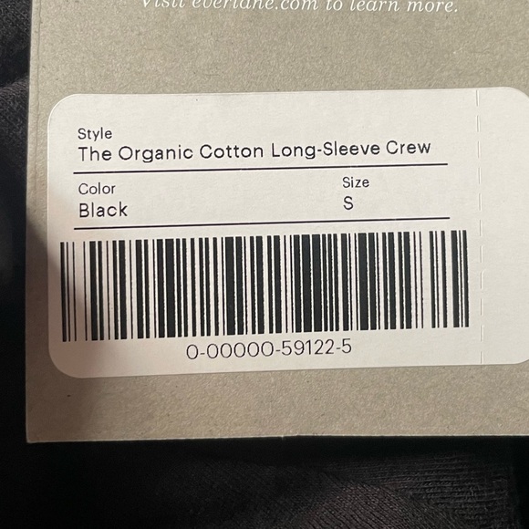 Everlane The Organic Cotton Long-Sleeve Crew Tee Black Size Small - Picture 6 of 7